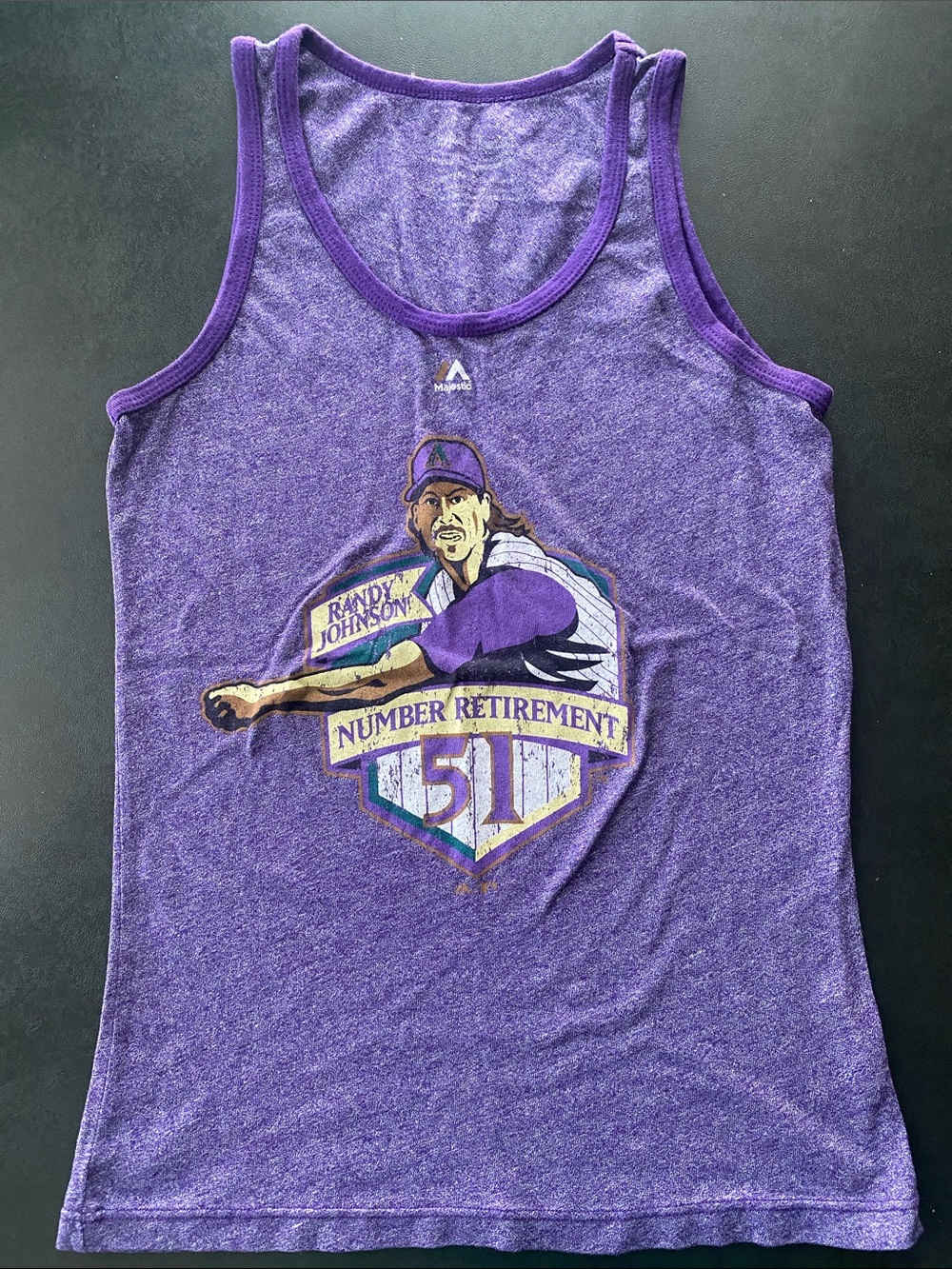 Majestic Purple Graphic Tank Top - Randy Johnson Number Retirement